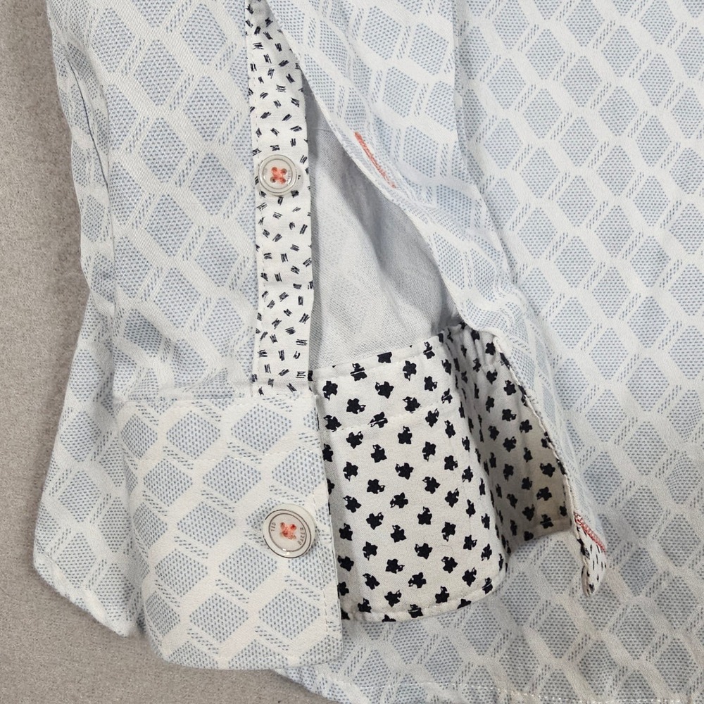 Ted Baker London Mens Geometric Print Button Down Shirt Blue White Size 3 - Picture 3 of 11